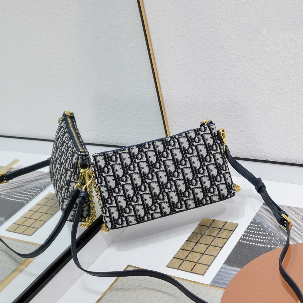 Dior 30 Montaigne Oblique Jacquard Zip Chain Wallet Bag - KAIROO