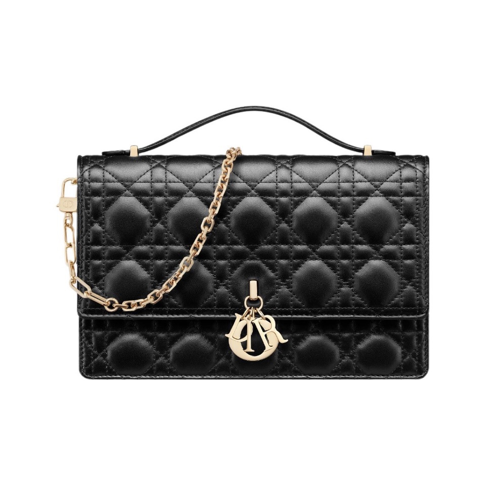 Dior Small Miss Dior Lambskin Cannage Rectangular Flap Handle Crossbody Bag Top Version - KAIROO