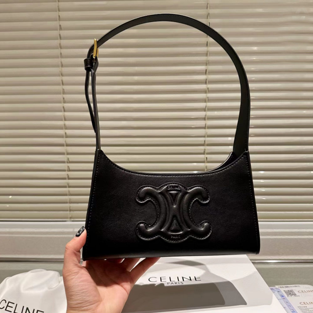 Celine Lola Calfskin Cuir Triomphe Logo Slim Shoulder Bag - KAIROO