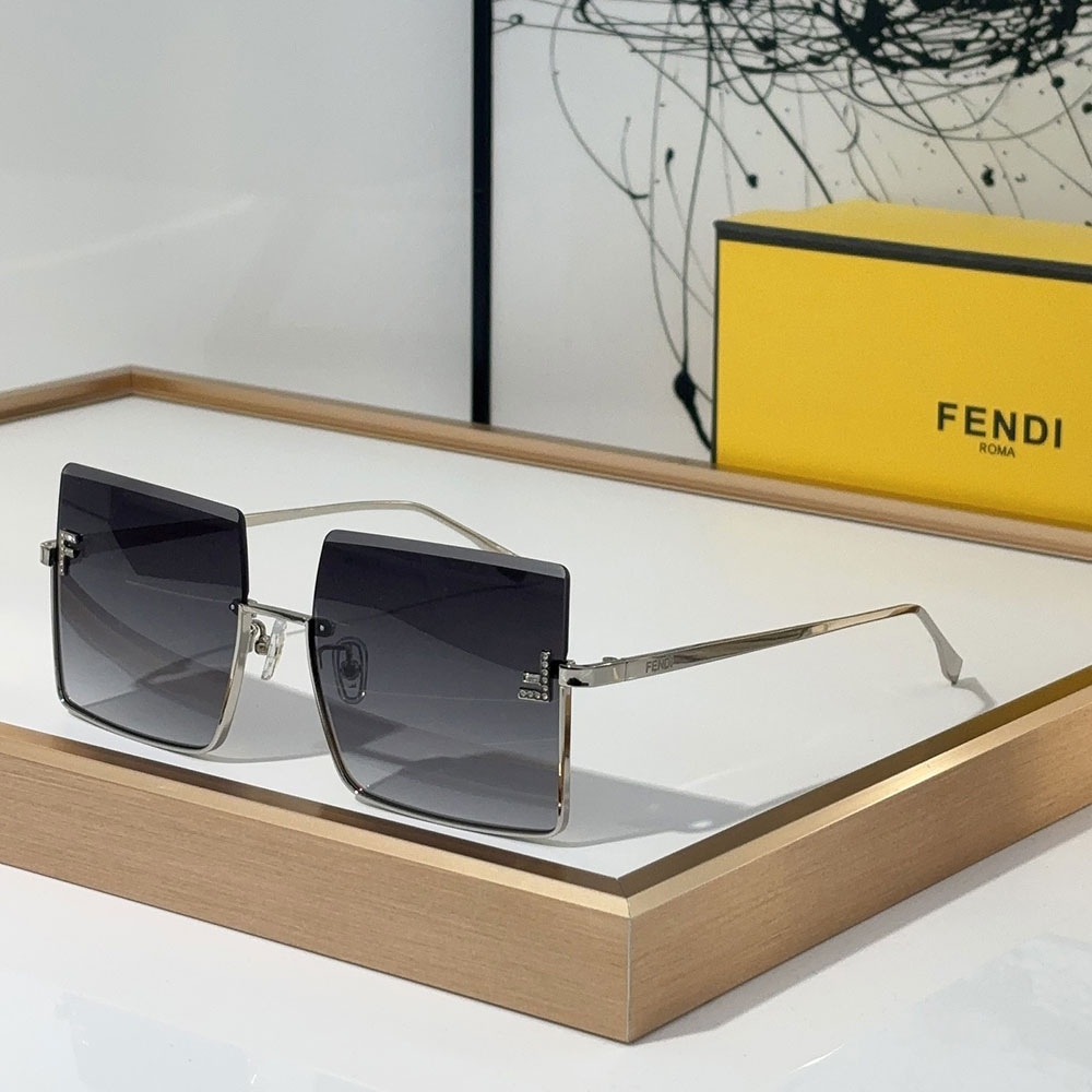 Fendi  Half Frame Thin Metal Frame Sunglasses Top quality - KAIROO