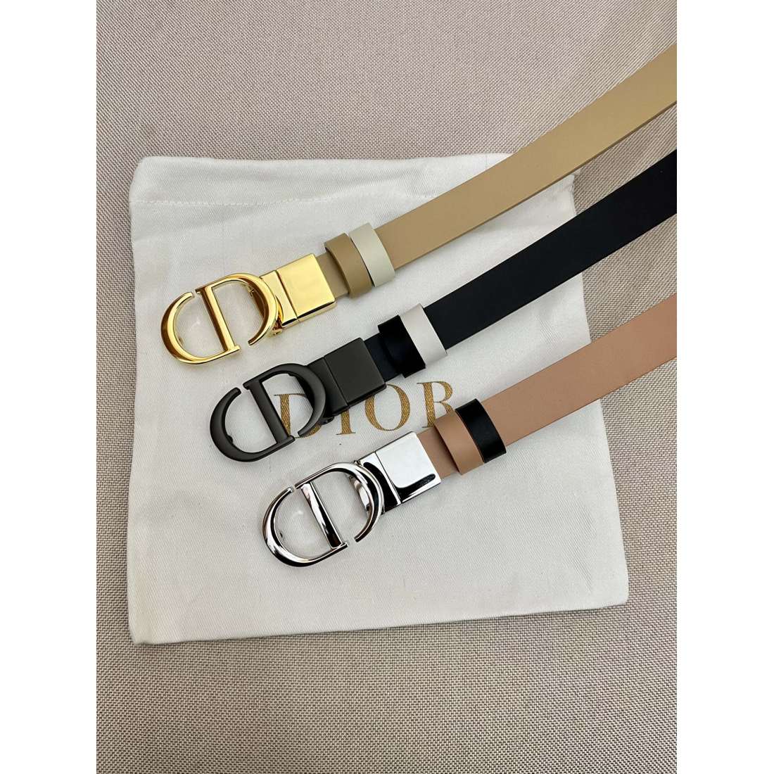 Dior 30 Montaigne 20mm Smooth Calfskin CD Signature Buckle Adjustable Belt - KAIROO