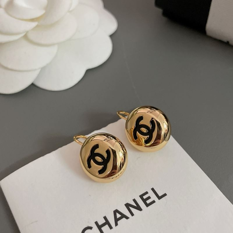 Chanel Classic CC Logo Round Lever-Back Earrings - KAIROO