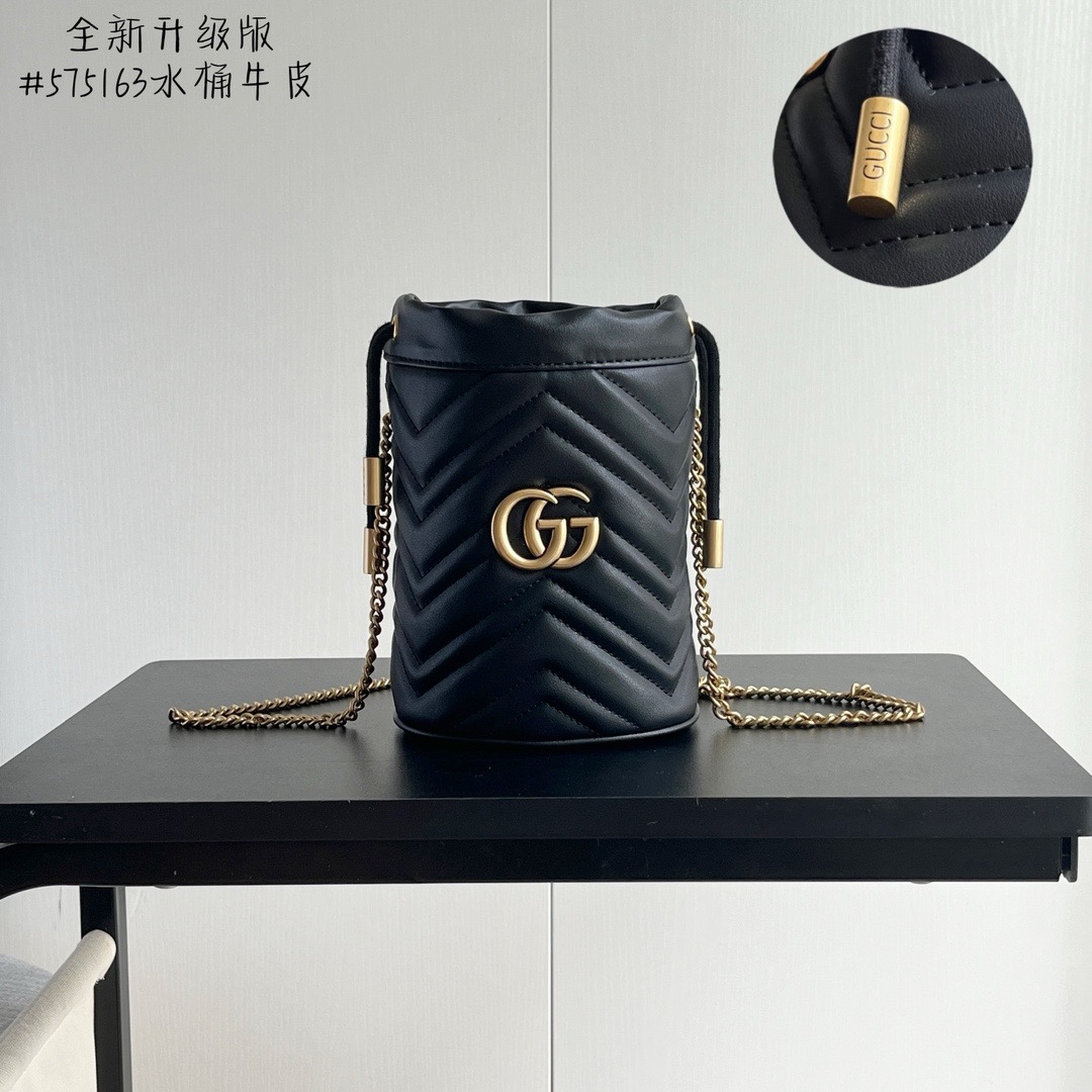 Gucci Marmont GG Matelasse Chain Mini drawstring closure Bucket Bag - KAIROO
