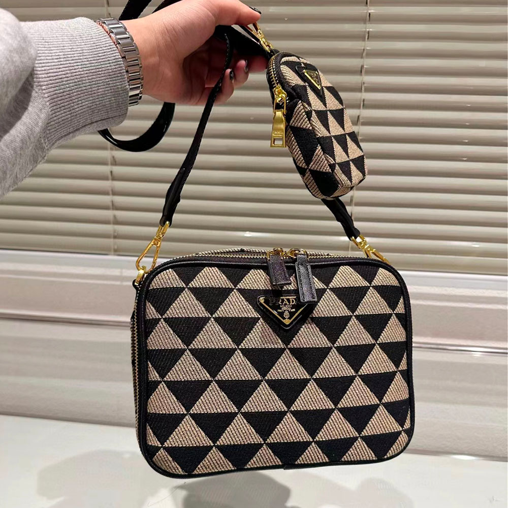 Prada Symbole Jacquard Fabric Multi-Pouch Camera Crossbody Bag - KAIROO