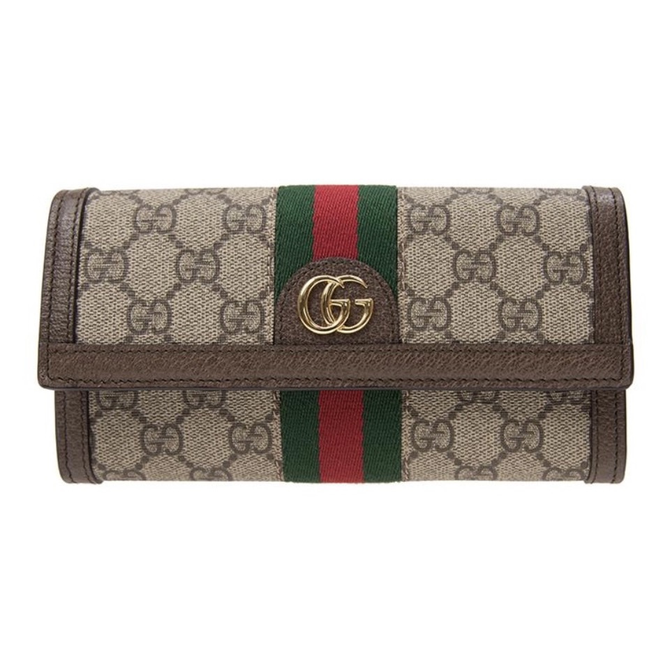 GUCCI Ophidia Monogram Flap Web Stripe Long Wallet - KAIROO
