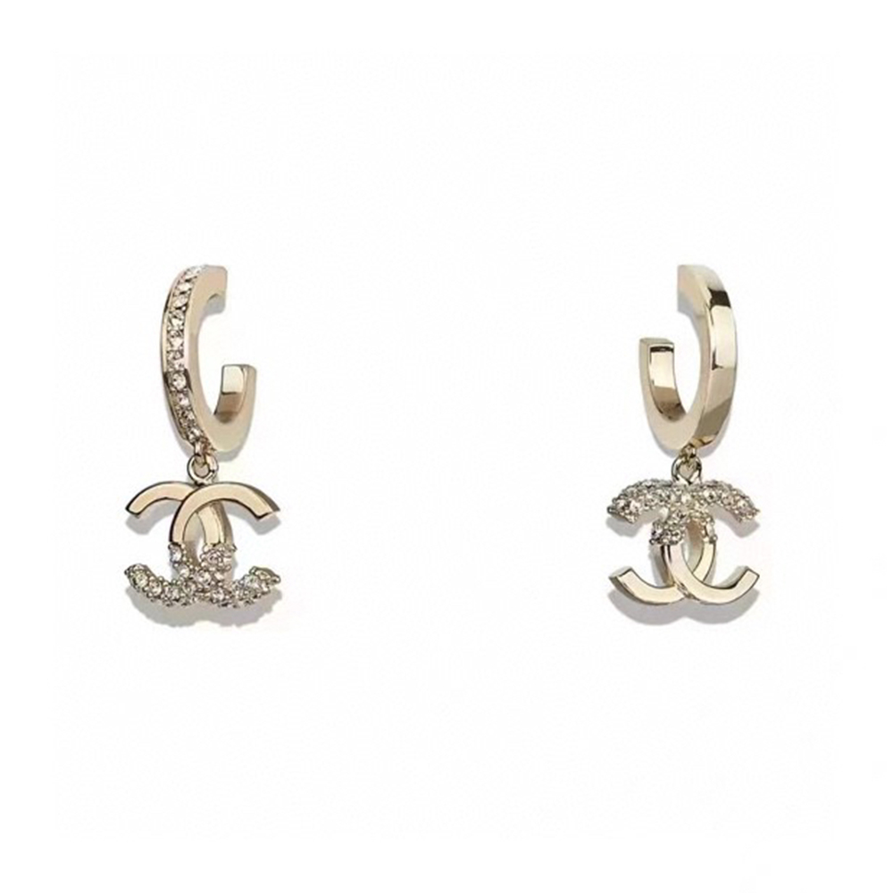 Chanel CC Crystal Hoop Earrings - KAIROO