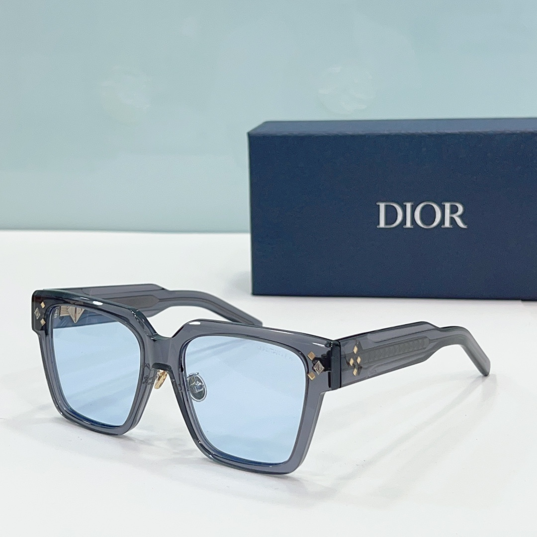 Dior CD Diamond Square Lens Metal Studs Sunglasses Top quality - KAIROO