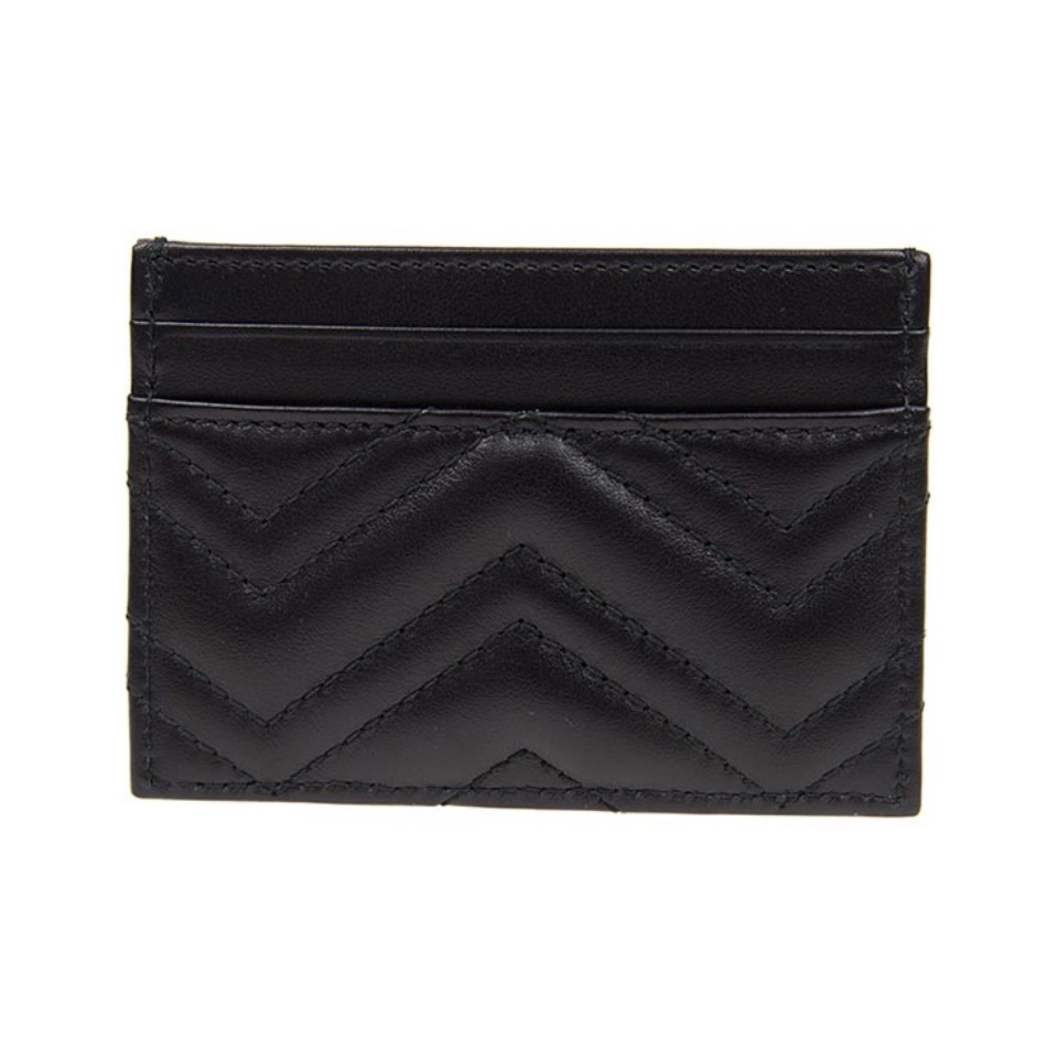 GUCCI GG Logo Marmont Chevron Card Holder - KAIROO