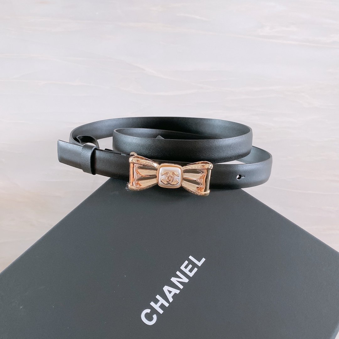 Chanel Belt With Ribbon Buckle Black Women Belt 30MM - KAIROO