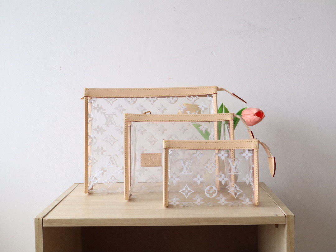 Louis Vuitton LV  Transparent Monogram Pouch Trio Set - KAIROO