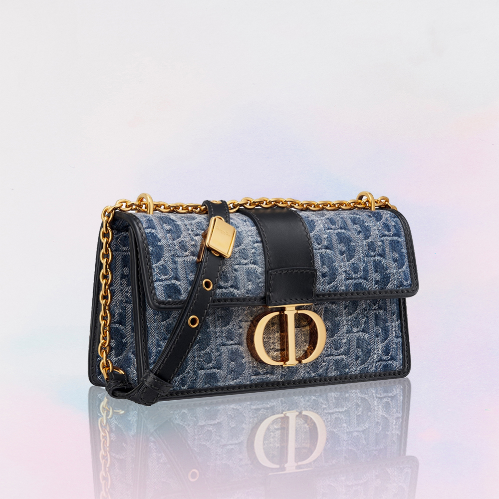 Dior 30 Montaigne Oblique Jacquard Denim CD Buckle Flap Chain Bag - KAIROO