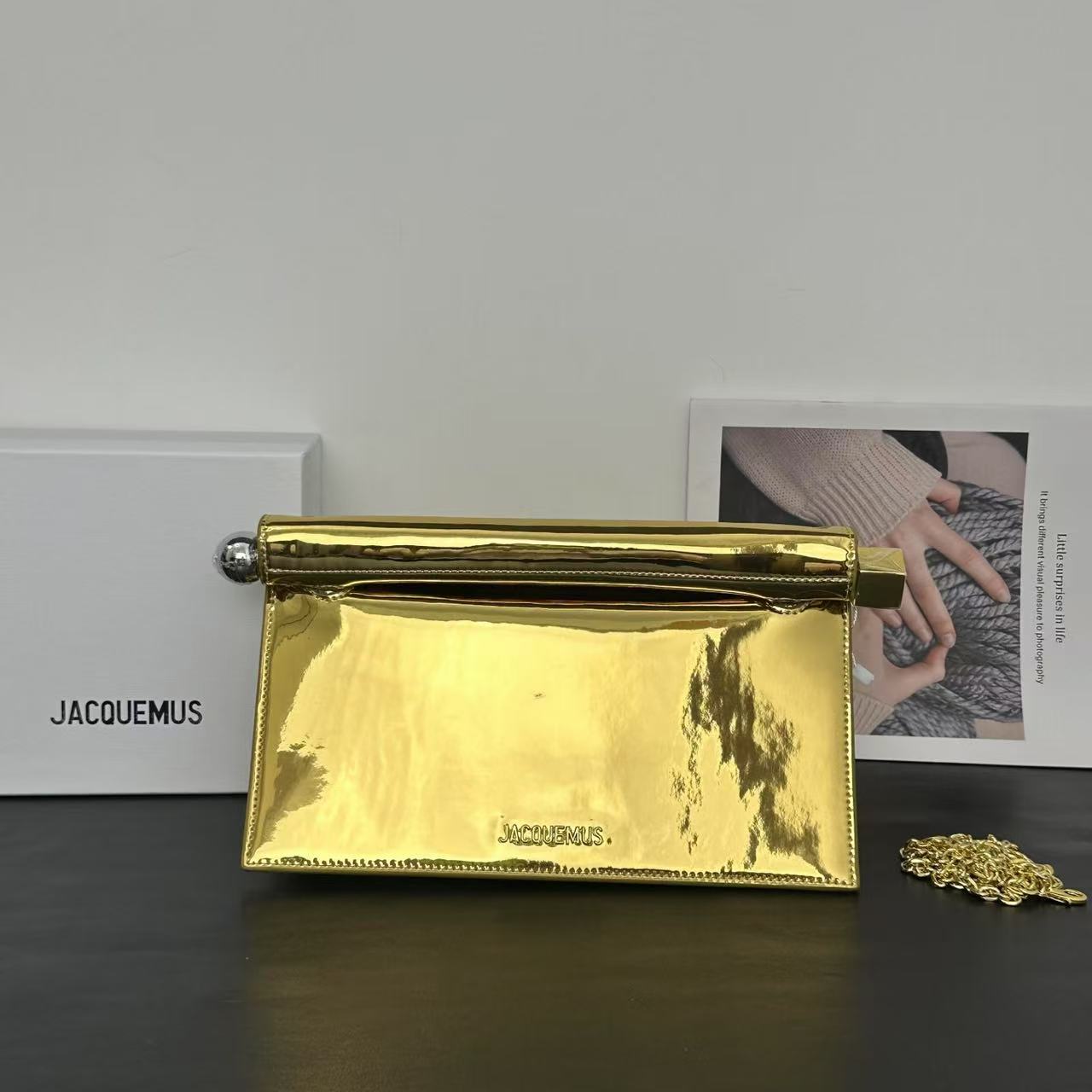 Jacquemus Le Bisou Perle Patent Metal Leather Bag - KAIROO