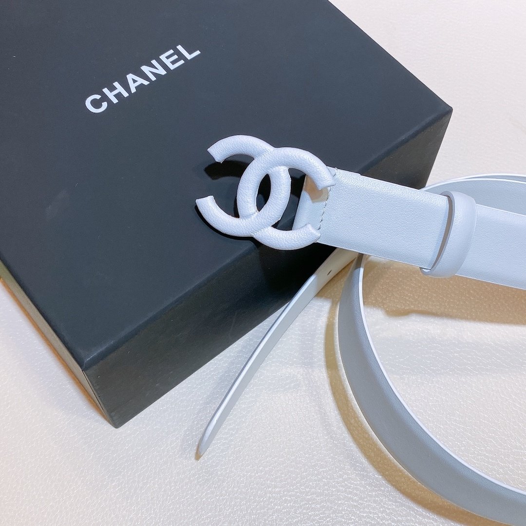 Chanel Belt With Double C Buckle White White-Toned Hardware Women Belt 30MM - KAIROO
