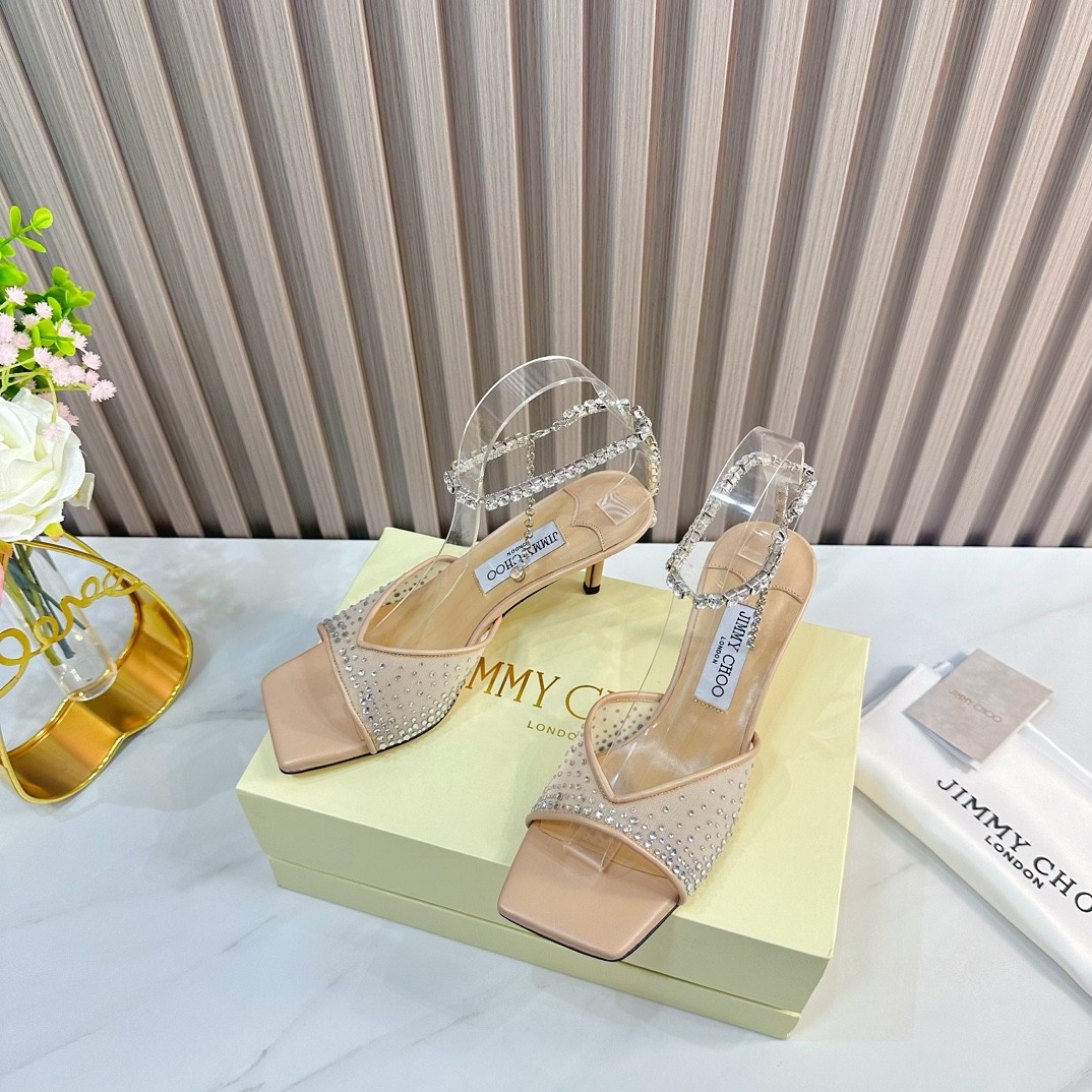 Jimmy Choo Meira Crystal Strap Sandals - KAIROO