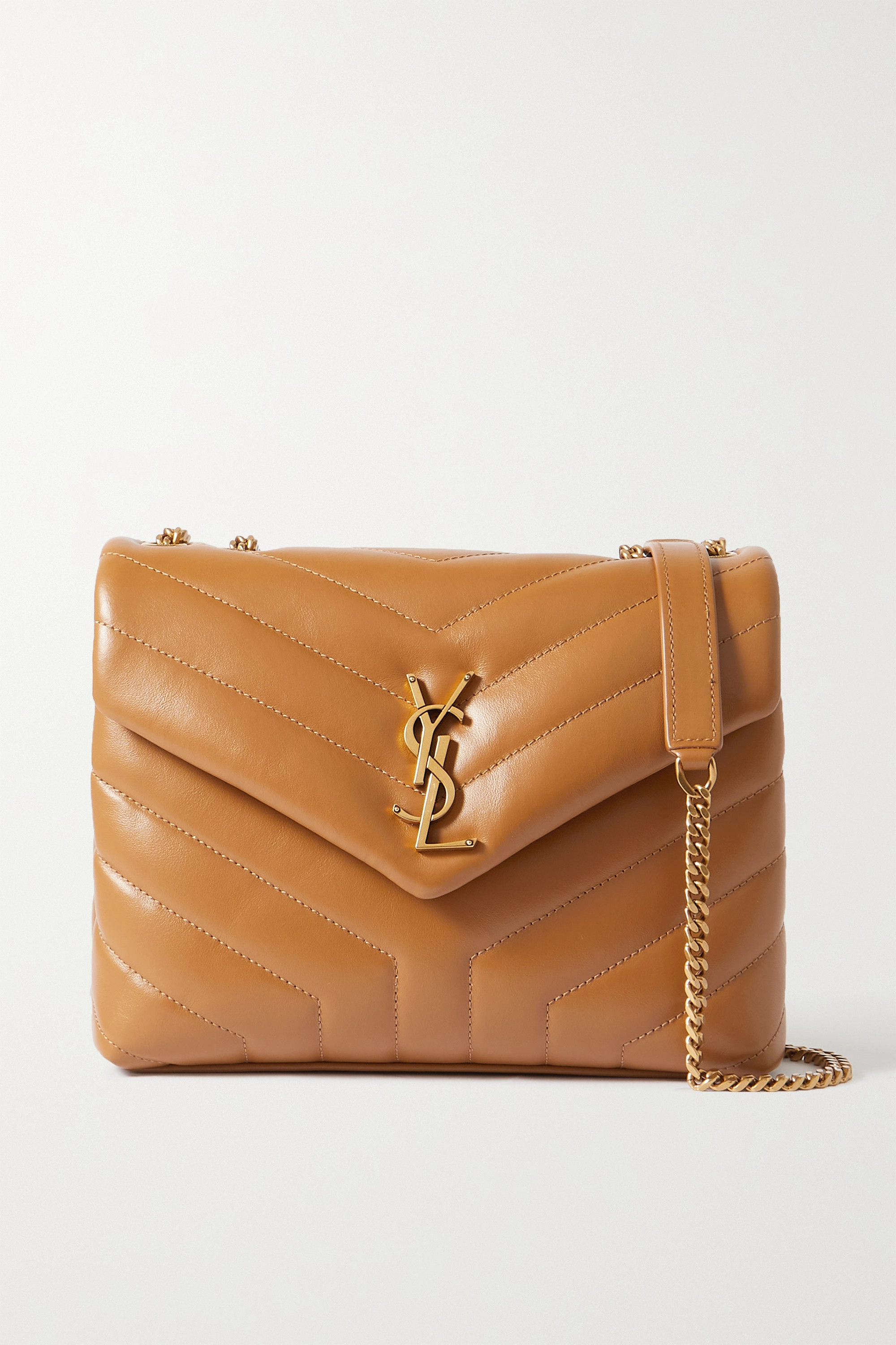 Saint Laurent YSL Loulou Small Quilted Leather Shoulder Bag Tan - KAIROO