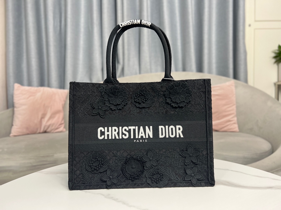 Dior Medium Macrame Cannage Tote Lace-effect Embroidered Bag/ 15A - KAIROO