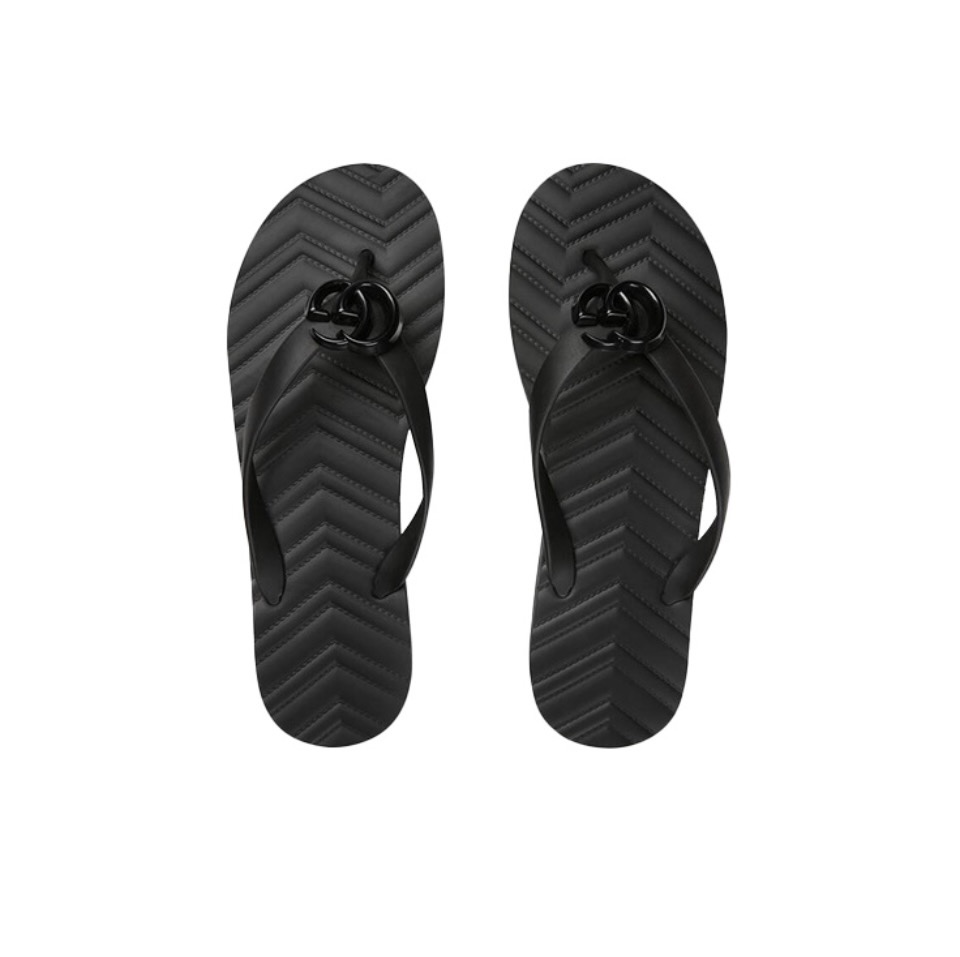 Gucci GG Embossed Chevron V-shaped  Rubber Platform Flip Flops Slides - KAIROO