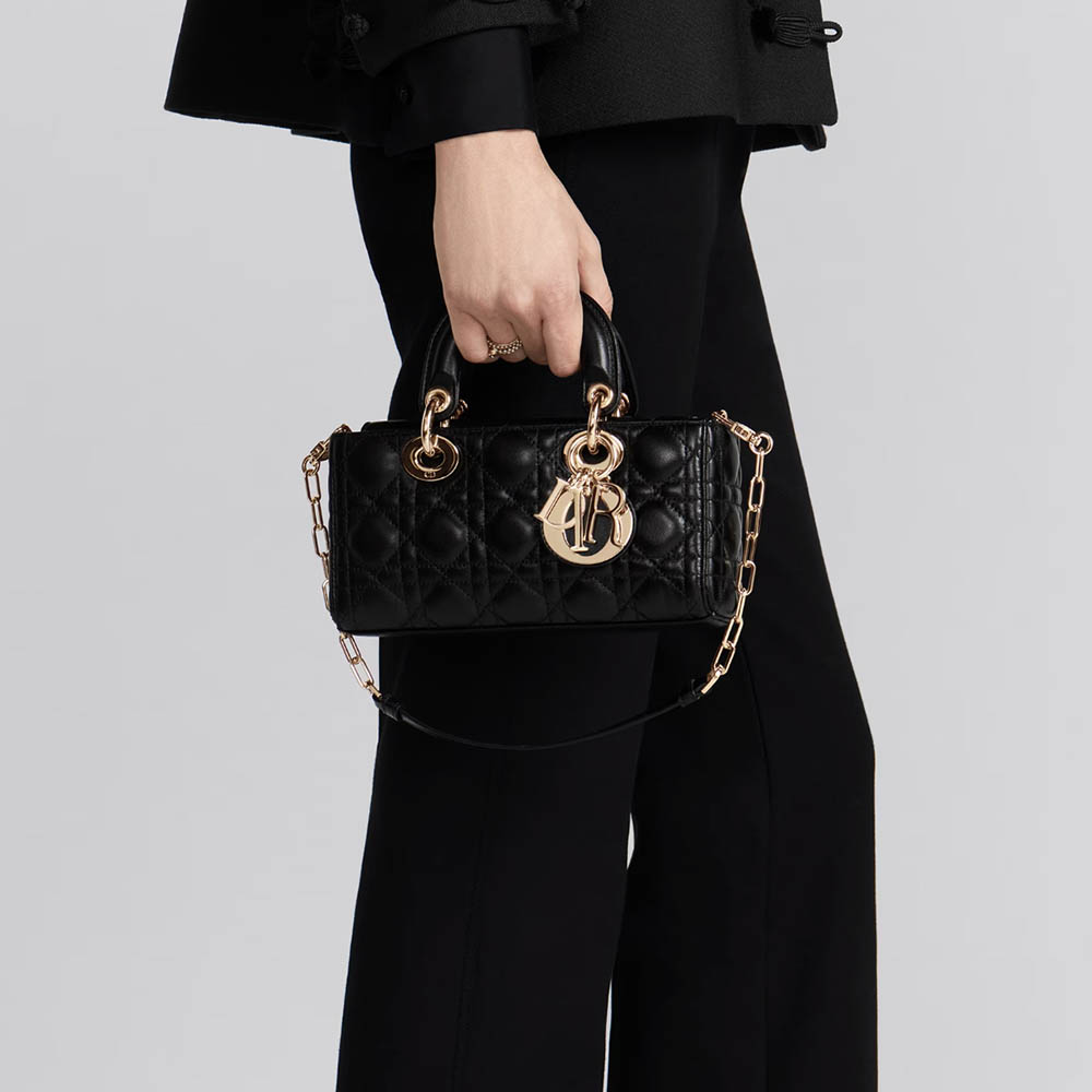 Dior Small Lady D-Joy Lambskin Quilted Micro Handle Horizontal Lady Bag - KAIROO