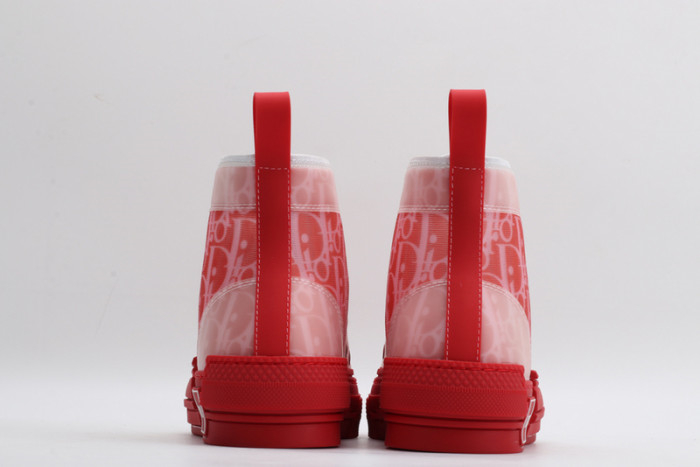 Dior B23 Red Oblique Transparent Layered High-Top Sneakers - KAIROO