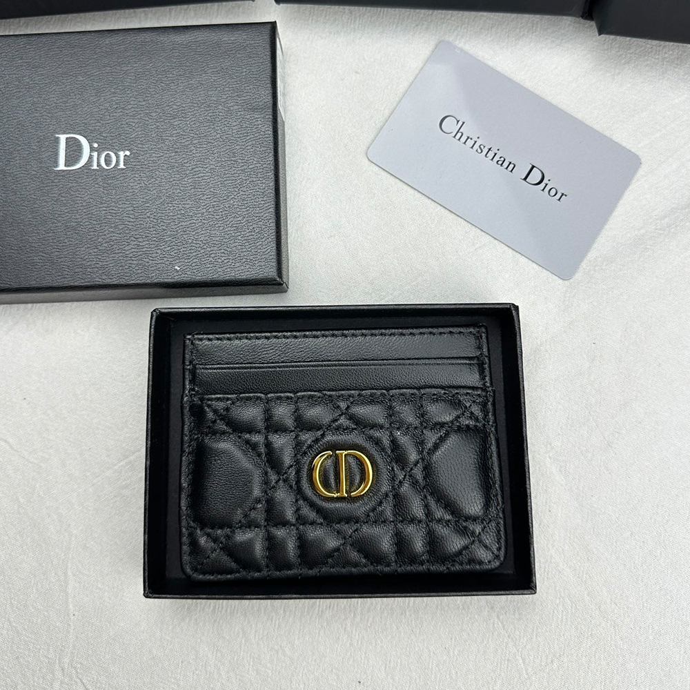 Dior Cannage Quilted Lambskin Rectangular Card Holder with CD Signature - KAIROO