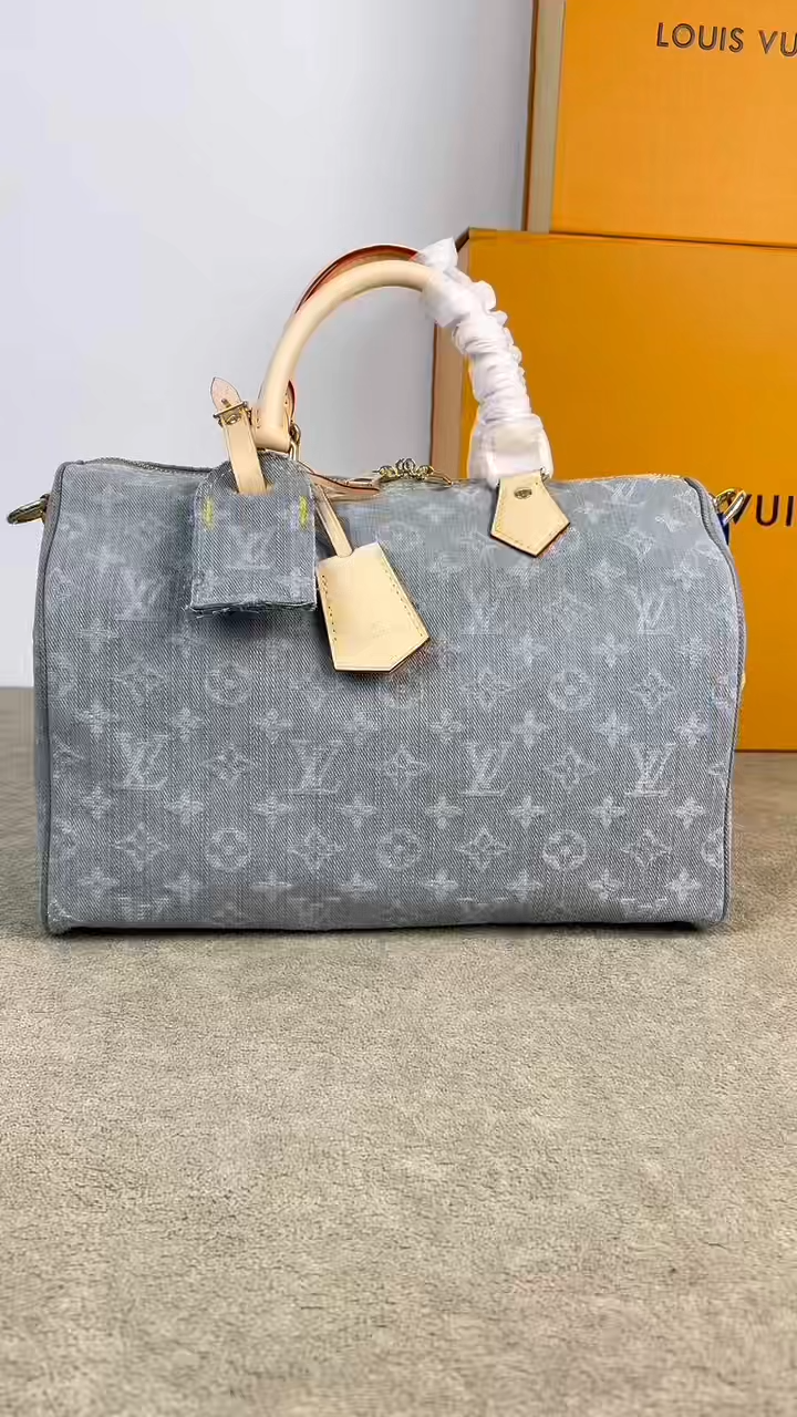 Louis Vuitton LV  Speedy Soft 30 (Monogram Denim Grey) （10A Mirror Version） - KAIROO
