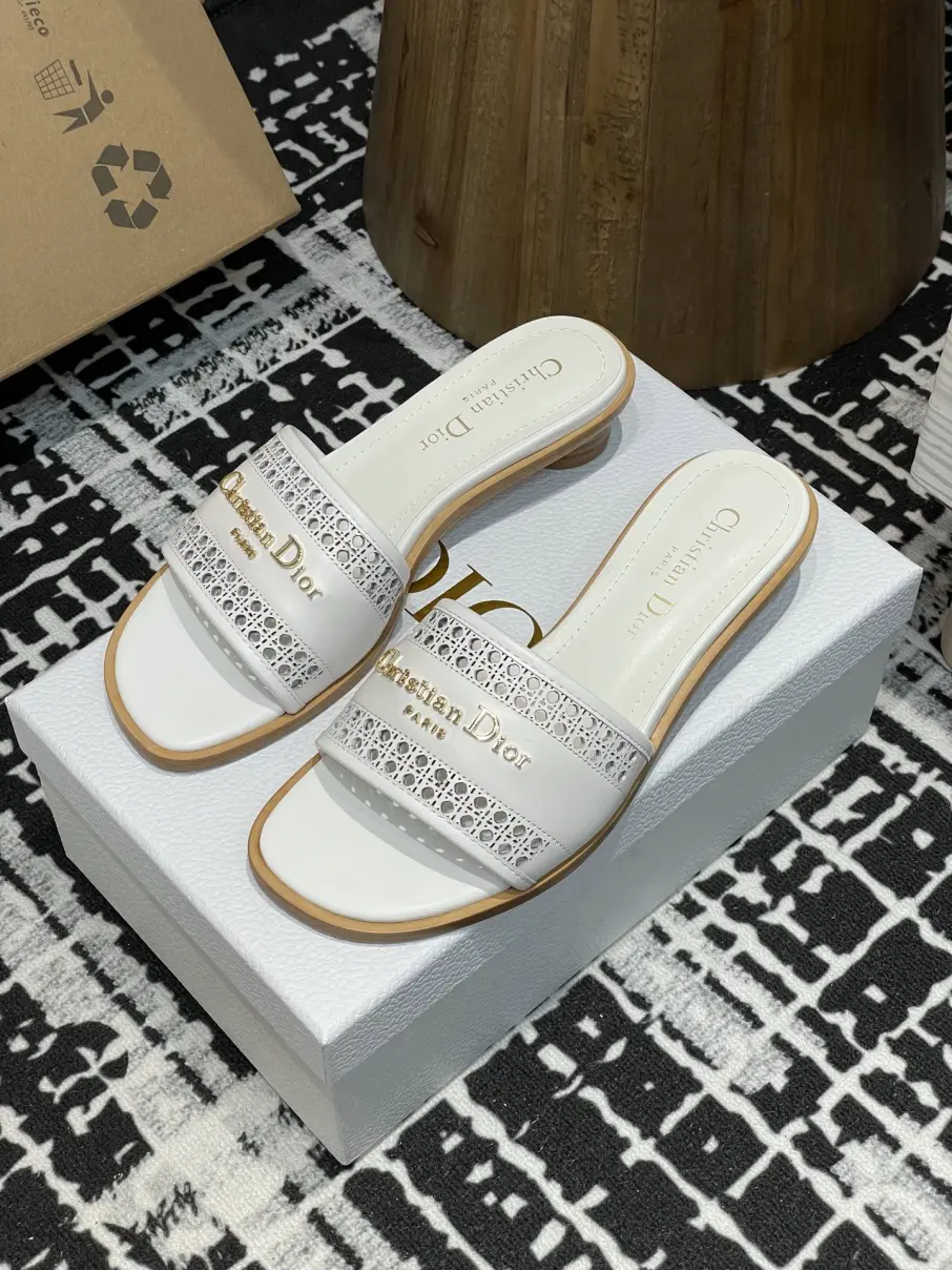 Dior Christian Dior  Perforated Leather Mule Sandal - KAIROO