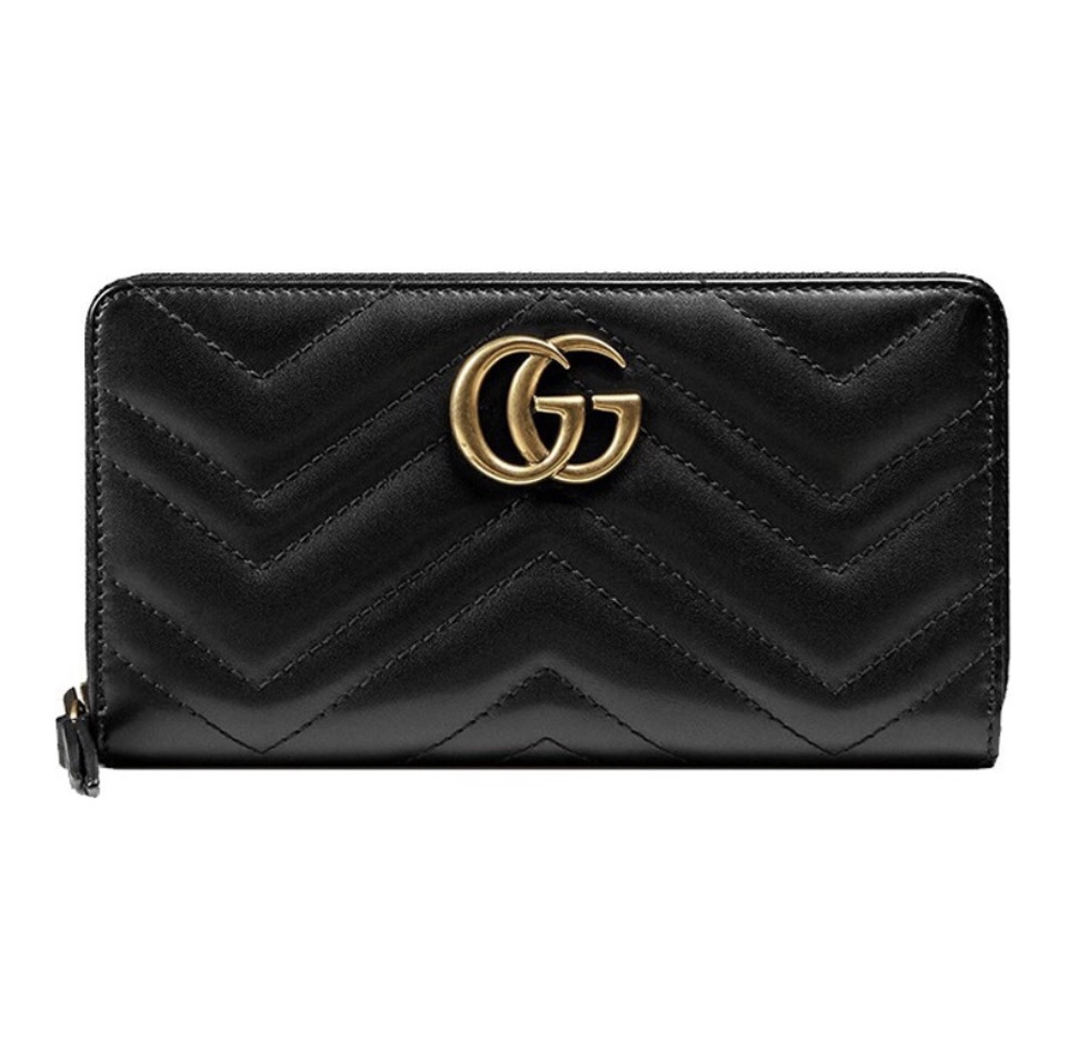 GUCCI Ophidia Monogram Zip Around Leather Long Wallet / Black - KAIROO