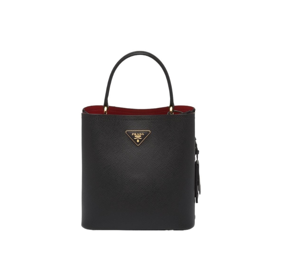 Prada Saffiano leather Top-handle With Name Tag Bucket Bag - KAIROO
