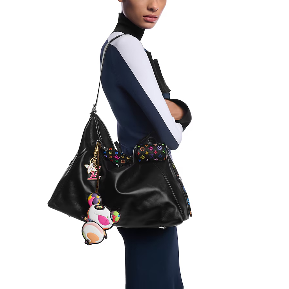 Louis Vuitton LV  Black Leather Takashi Murakami Tote Bag - KAIROO