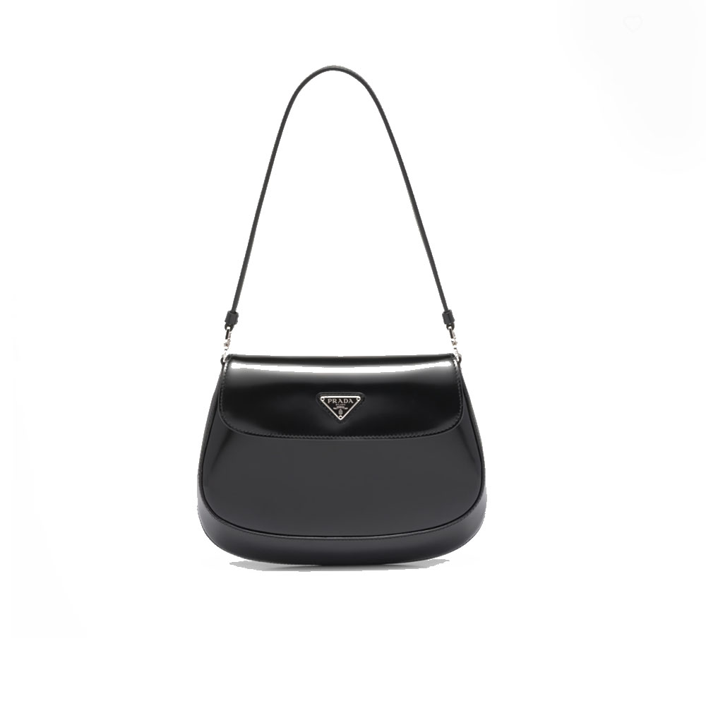 Prada Cleo Half-moon Brushed Leather Flap Shoulder Bag - KAIROO
