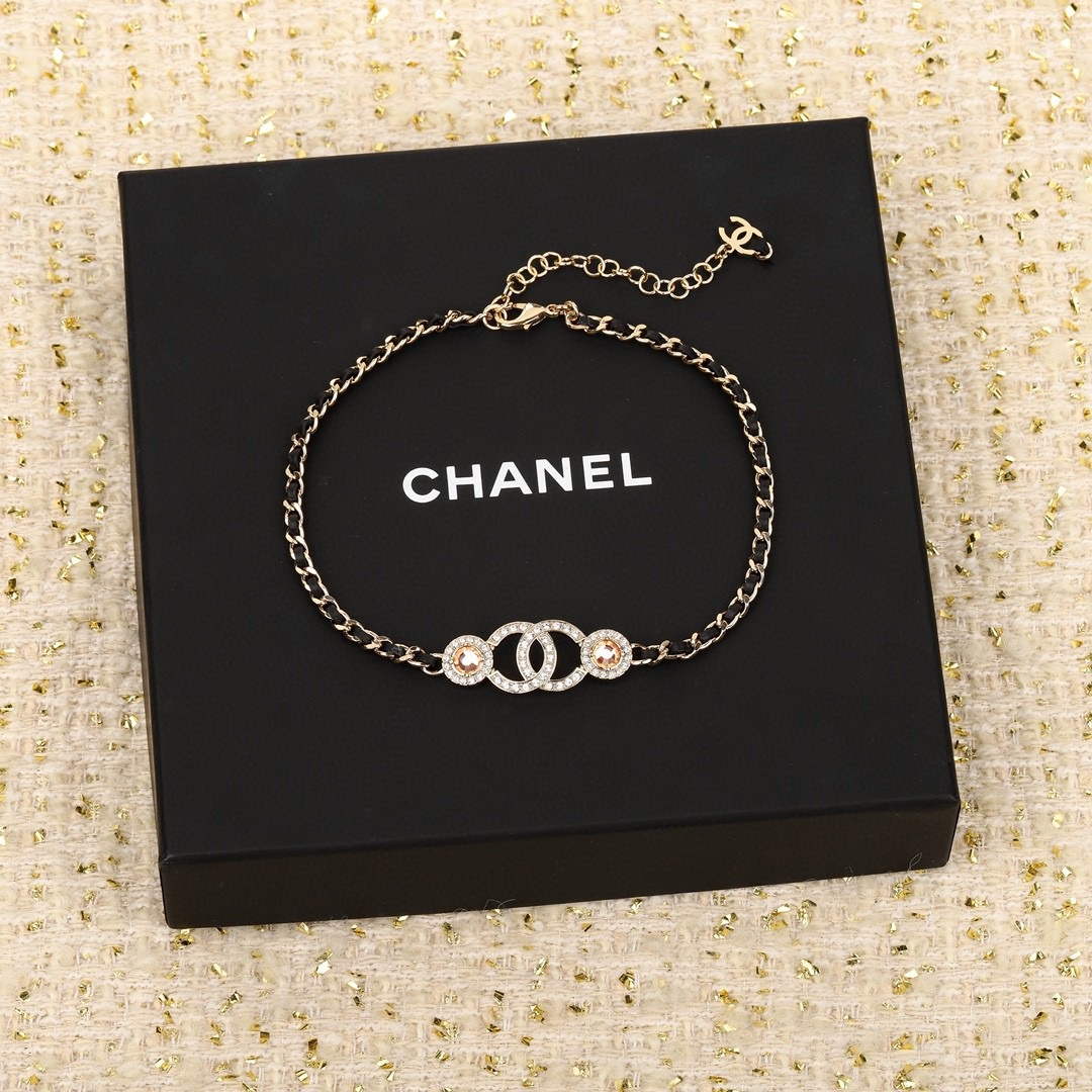 Chanel Crystal CC Leather Chain Choker - KAIROO