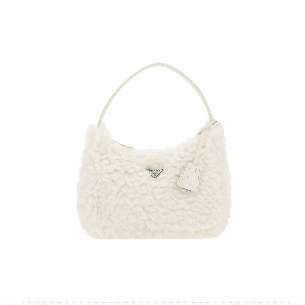 Prada Re-Edition 2000 Shearling Fur Hobo Shoulder Bag - KAIROO
