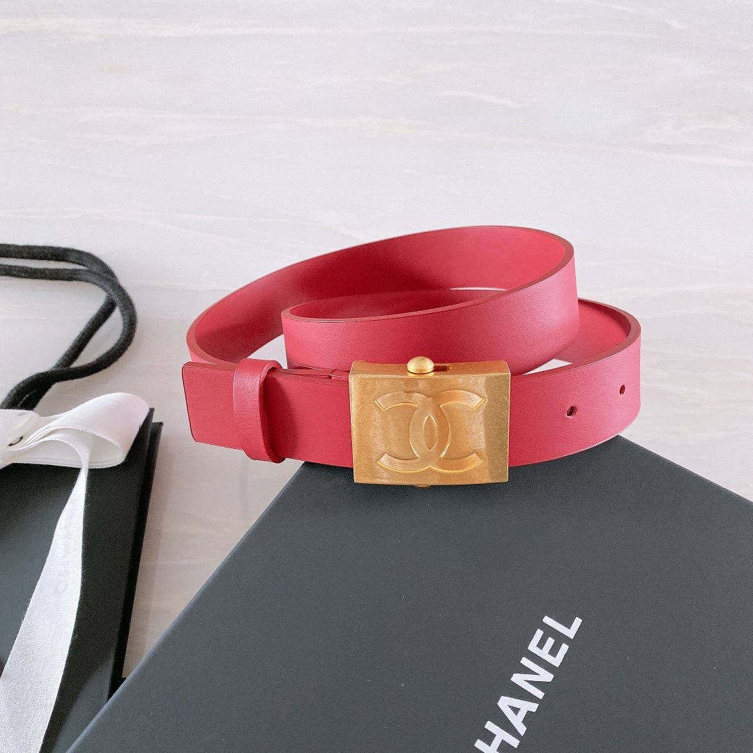 Chanel Belt With Ribbon Buckle Red Women Belt 30MM - KAIROO