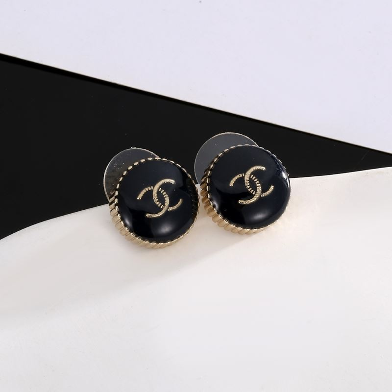 Chanel CC Button Stud Earrings (Gold & Black) - KAIROO