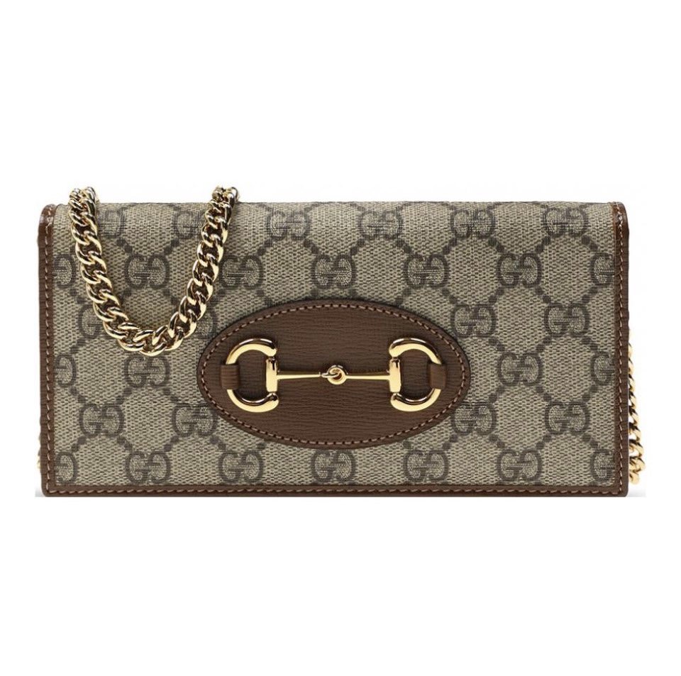 Gucci Canvas Horsebit 1955 WOC Chain Wallet Rectangular Envelope Bag - KAIROO