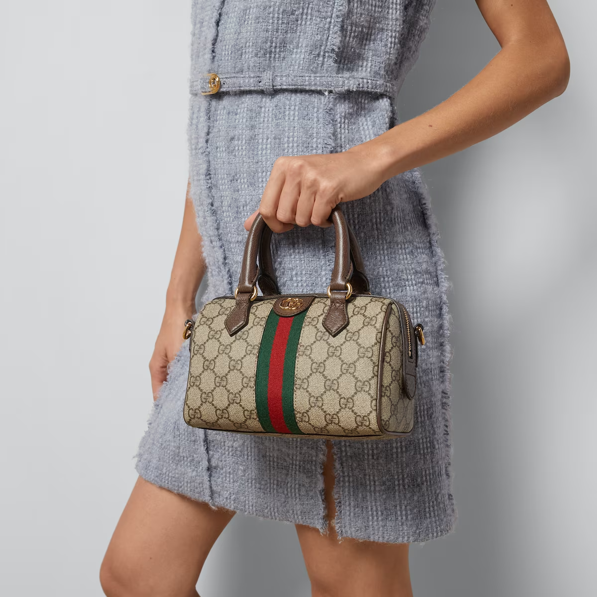 GUCCI Ophidia Series GG Canvas with Web Stripe Small Boston Bag - KAIROO