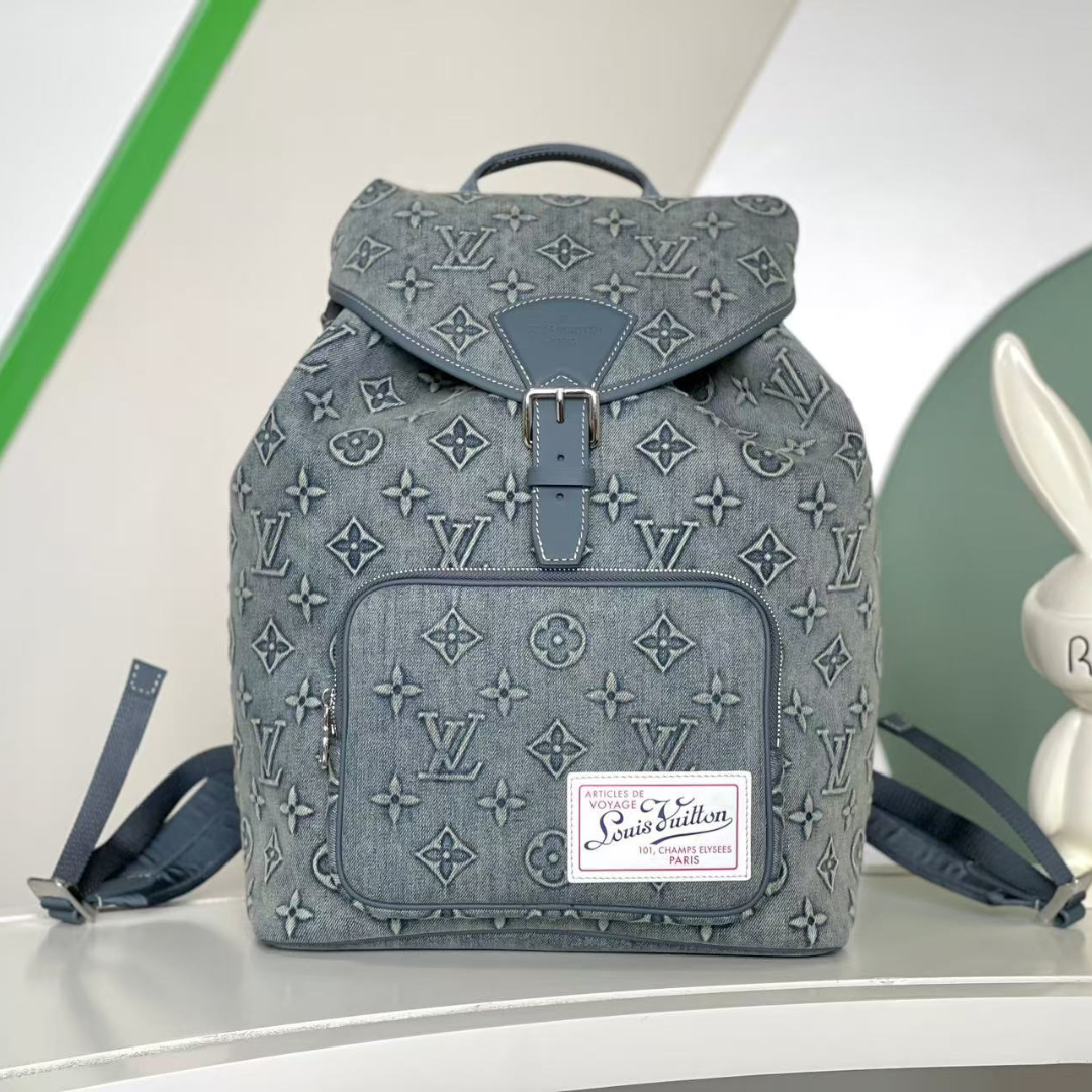 Louis Vuitton LV  Monogram Denim Montsouris Backpack（10A Mirror Version ） - KAIROO