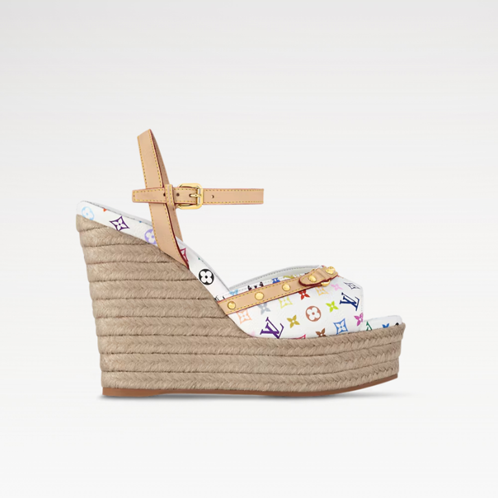 Louis Vuitton LV  Takashi Murakami Multicolor Wedge Sandals - KAIROO