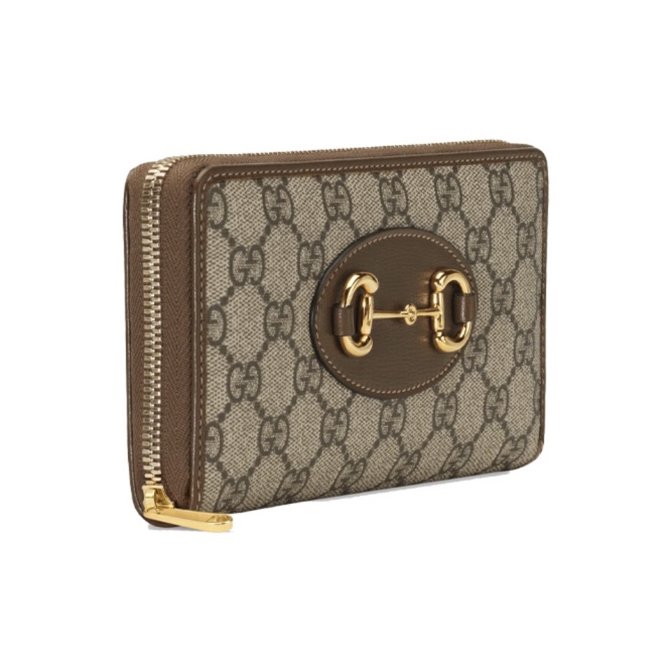 GUCCI GG Canvas Horsebit 1955 Monogram Compact Zip Around Long Wallet - KAIROO