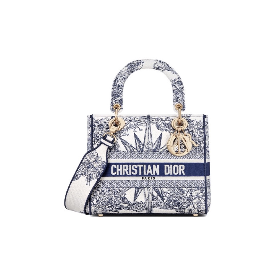 Dior Lady D-Lite Compass Floral Bird Embroidery Dior Handle Shoulder Crossbody/10A - KAIROO