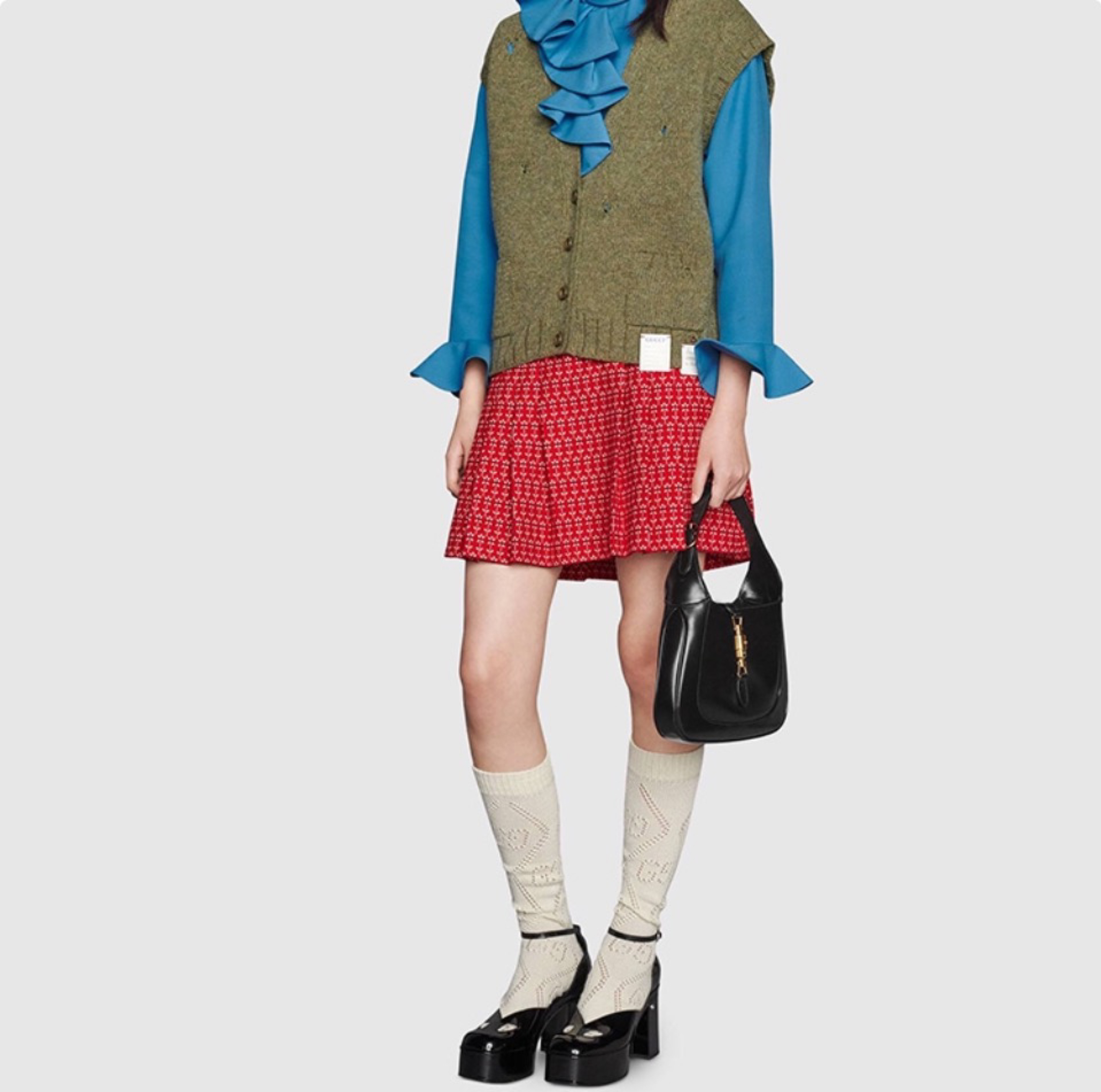 GUCCI Jackie 1961 Hobo Bag Smooth Leather Half-moon Bag with Piston Closure - KAIROO