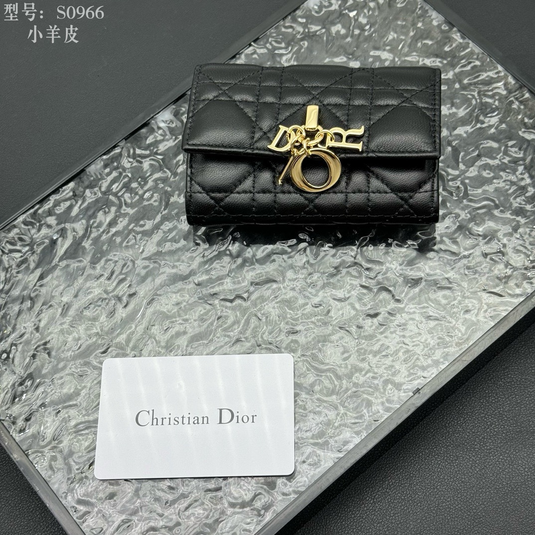 Dior My Dior Cannage Lambskin Compact Charms Flap Wallet - KAIROO