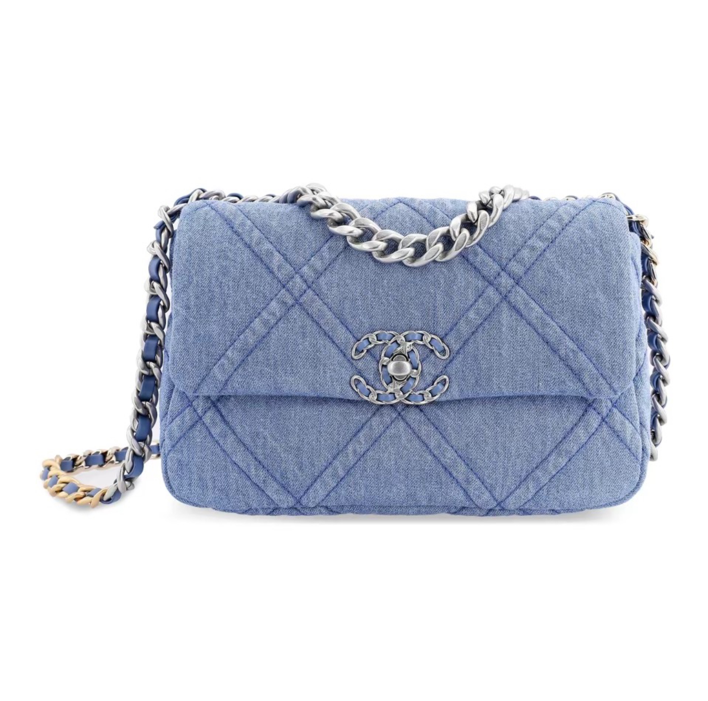 Chanel Diamond Quilted Soft Denim Two-Tone Chain Flap 19 Bag - KAIROO