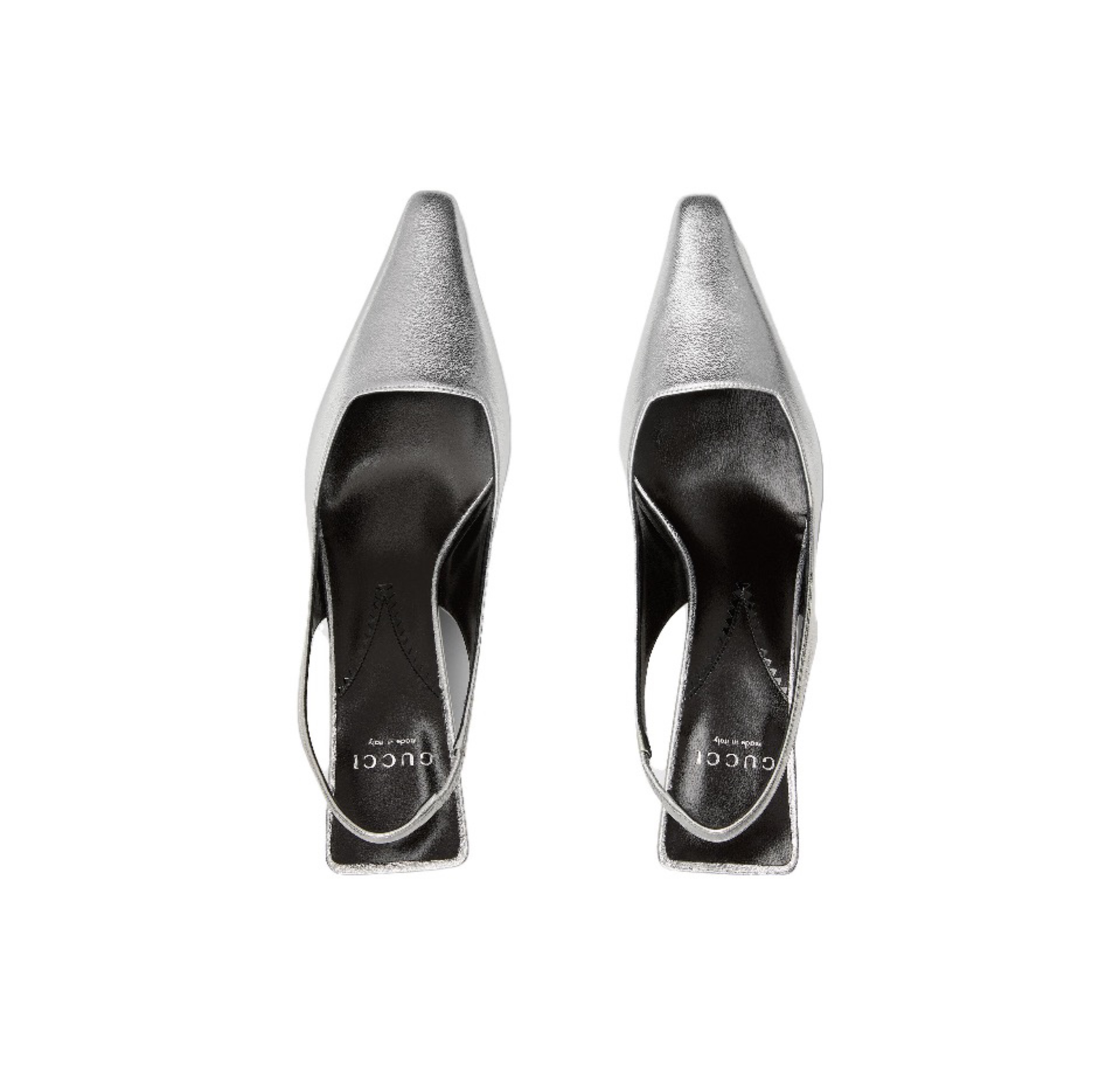 Gucci Pointed Toe Square Heel Patent Leather Slingback Sandals - KAIROO