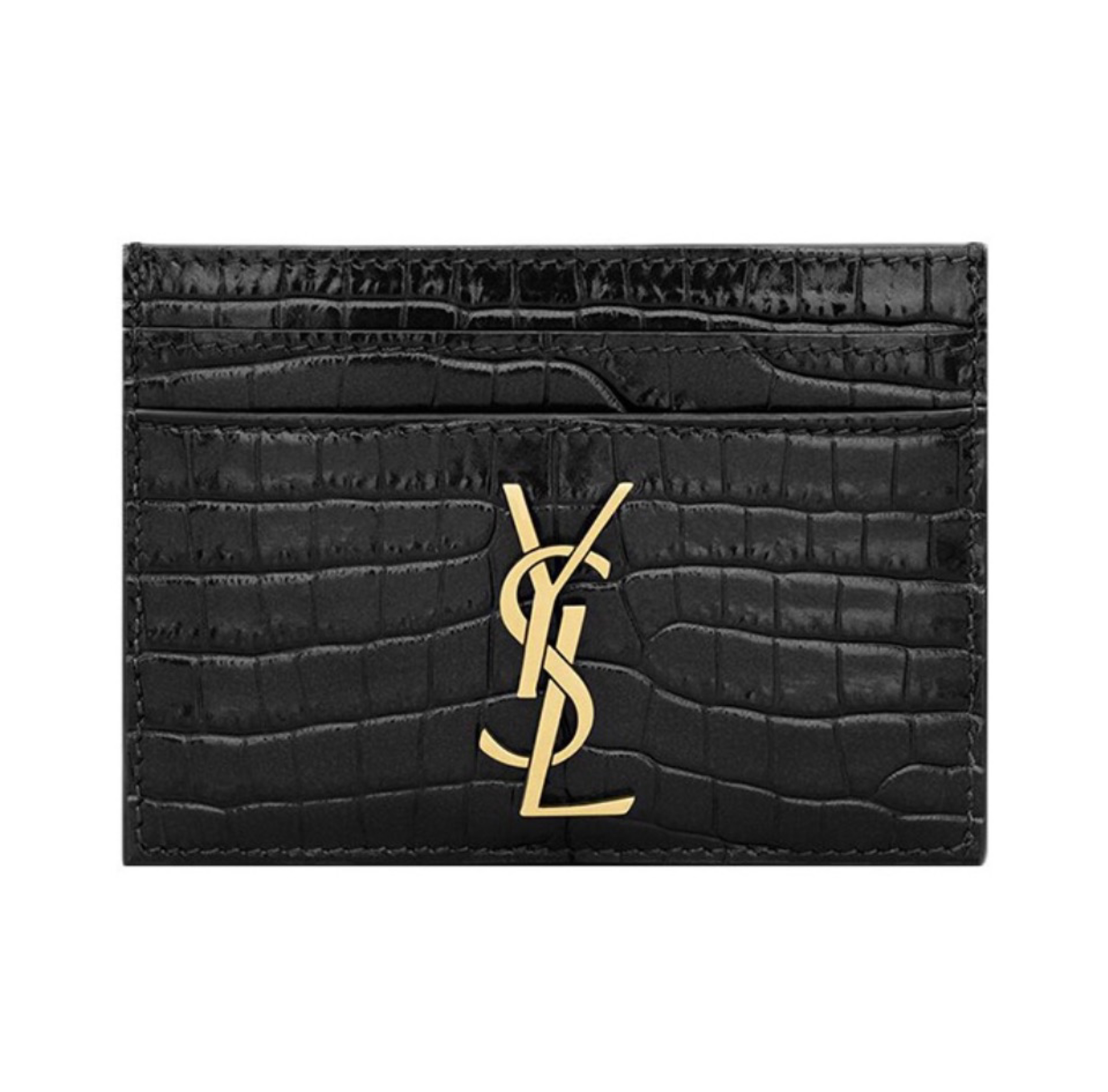 Saint Laurent YSL Crocodile Embossed Card Holder - KAIROO