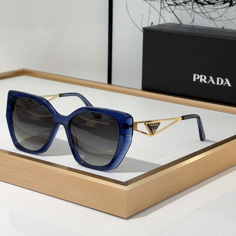 Prada Triangle Logo Geometric Acetate Hollow Temple Butterfly Frame Sunglasses Top quality - KAIROO