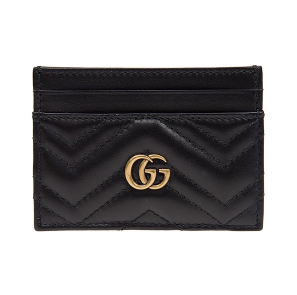 GUCCI GG Logo Marmont Chevron Card Holder - KAIROO