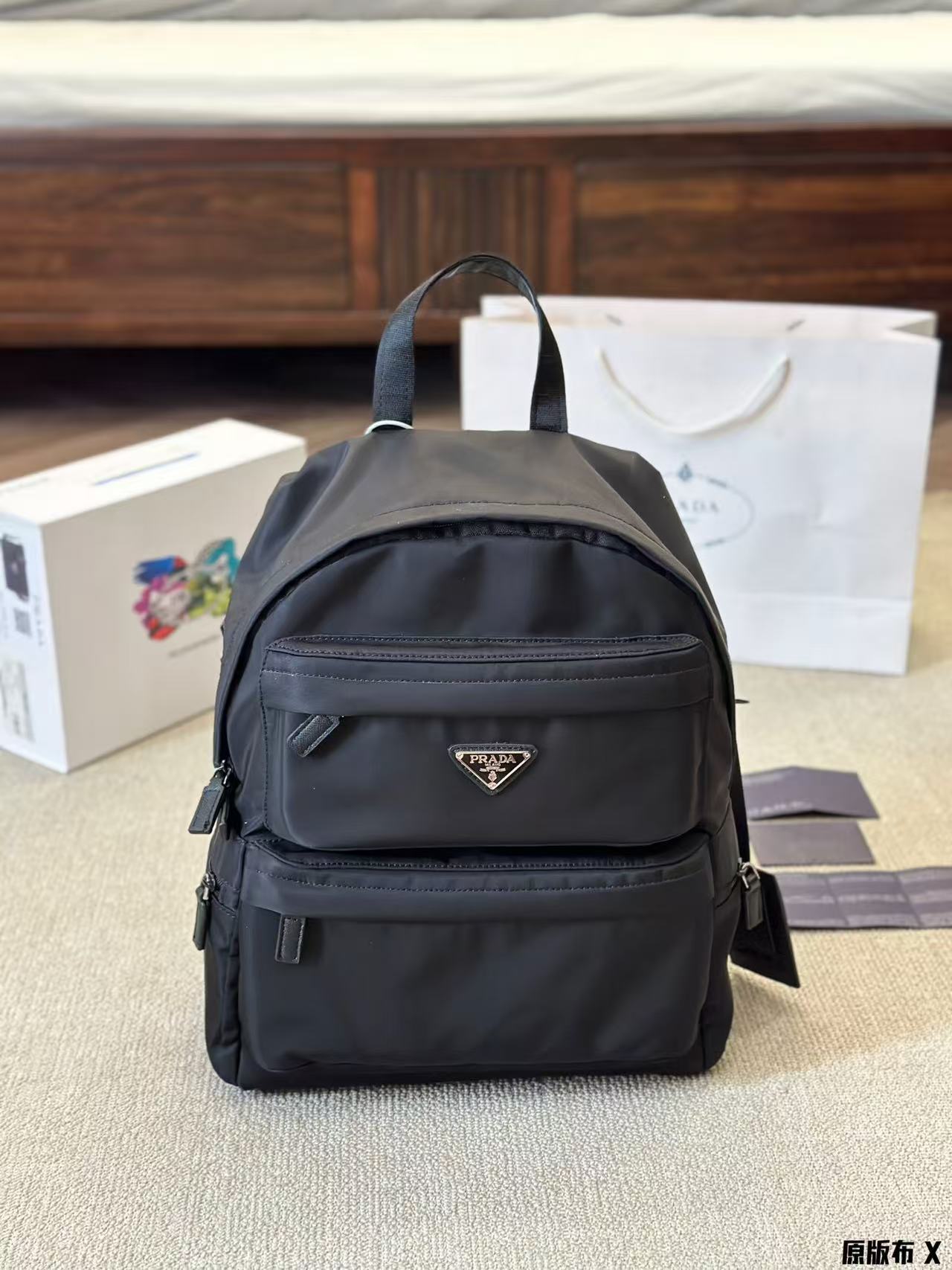 Prada Double Front Pocket Re-Nylon Saffiano Trim Multi-Zip Backpack /10A - KAIROO