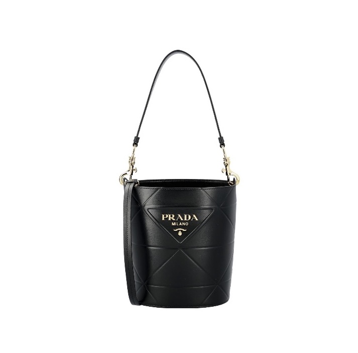 Prada Geometric Quilted Leather Mini Cylindrical Bucket Handle Bag - KAIROO