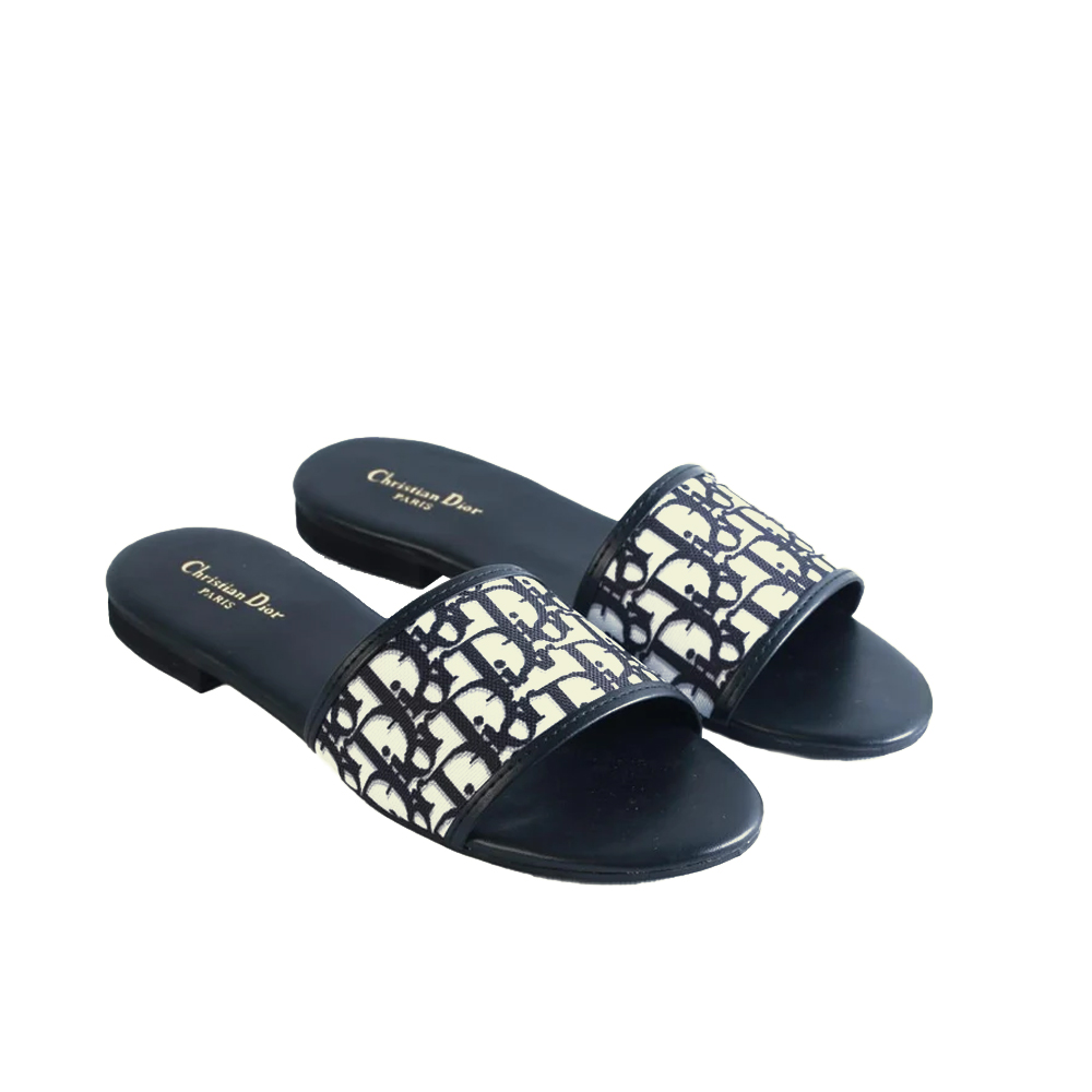 Dior Dway Oblique Jacquard Flat Slide Slippers Sandals - KAIROO